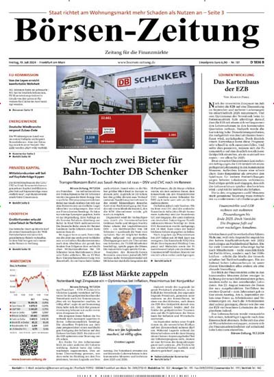 Titelbild der Ausgabe 137/2024 von Börsen-Zeitung. Diese Zeitschrift und viele weitere Businessmagazine als Abo oder epaper bei United Kiosk online kaufen.