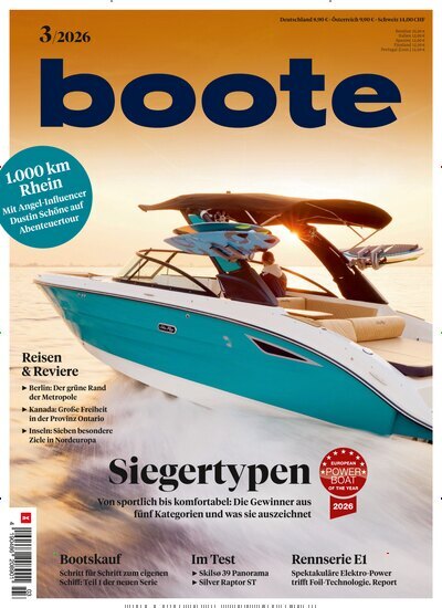 Titelbild der Ausgabe 3/2026 von boote. Diese Zeitschrift und viele weitere Sportmagazine als Abo oder epaper bei United Kiosk online kaufen.