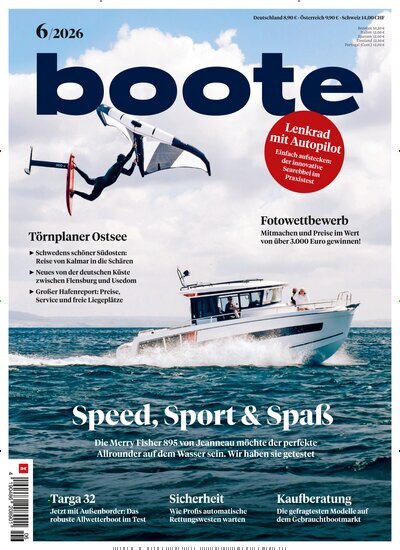 Titelbild der Ausgabe 6/2026 von boote. Diese Zeitschrift und viele weitere Sportmagazine als Abo oder epaper bei United Kiosk online kaufen.