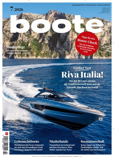 Titelbild der Ausgabe 7/2026 von boote. Diese Zeitschrift und viele weitere Sportmagazine als Abo oder epaper bei United Kiosk online kaufen.