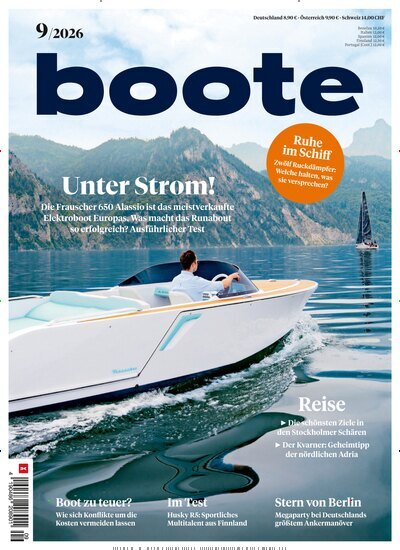 Titelbild der Ausgabe 9/2026 von boote. Diese Zeitschrift und viele weitere Sportmagazine als Abo oder epaper bei United Kiosk online kaufen.