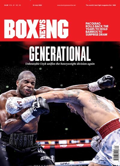 Titelbild der Ausgabe 30/2025 von Boxing News. Diese Zeitschrift und viele weitere Sportmagazine als Abo oder epaper bei United Kiosk online kaufen.