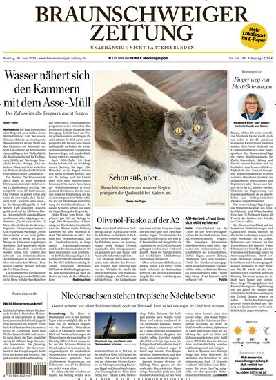Titelbild der Ausgabe 149/2025 von Braunschweiger Zeitung. Diese Zeitschrift und viele weitere Zeitungsabos als Abo oder epaper bei United Kiosk online kaufen.