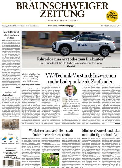 Titelbild der Ausgabe 138/2025 von Braunschweiger Zeitung - Helmstedter Nachrichten. Diese Zeitschrift und viele weitere Zeitungsabos als Abo oder epaper bei United Kiosk online kaufen.