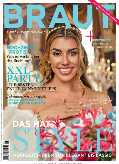 Titelbild der Ausgabe 5/2025 von Braut & Bräutigam Magazin. Diese Zeitschrift und viele weitere Frauenzeitschriften als Abo oder epaper bei United Kiosk online kaufen.