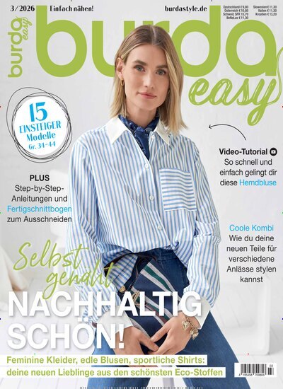 Titelbild der Ausgabe 3/2026 von burda easy. Diese Zeitschrift und viele weitere Modemagazine und DIY-Magazine als Abo oder epaper bei United Kiosk online kaufen.