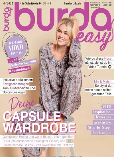 Titelbild der Ausgabe 4/2025 von burda easy. Diese Zeitschrift und viele weitere Modemagazine und DIY-Magazine als Abo oder epaper bei United Kiosk online kaufen.