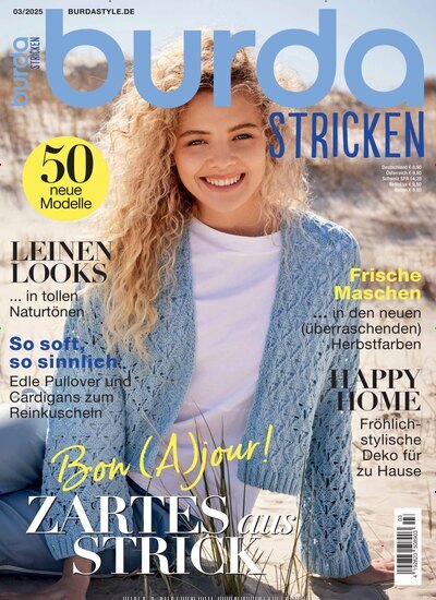 Titelbild der Ausgabe 3/2025 von burda stricken. Diese Zeitschrift und viele weitere Modemagazine und DIY-Magazine als Abo oder epaper bei United Kiosk online kaufen.