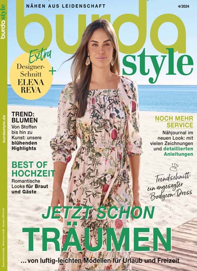 Titelbild der Ausgabe 4/2024 von burda style. Diese Zeitschrift und viele weitere Modemagazine und DIY-Magazine als Abo oder epaper bei United Kiosk online kaufen.