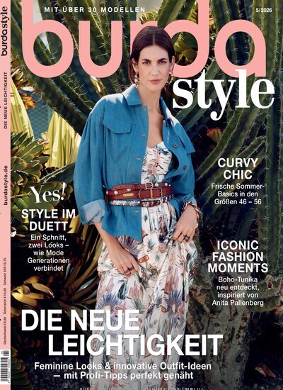 Titelbild der Ausgabe 5/2026 von burda style. Diese Zeitschrift und viele weitere Modemagazine und DIY-Magazine als Abo oder epaper bei United Kiosk online kaufen.