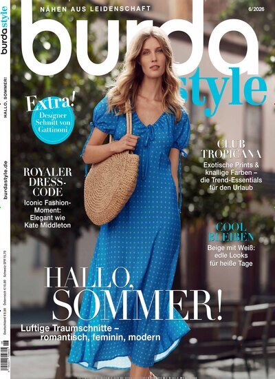 Titelbild der Ausgabe 6/2026 von burda style. Diese Zeitschrift und viele weitere Modemagazine und DIY-Magazine als Abo oder epaper bei United Kiosk online kaufen.