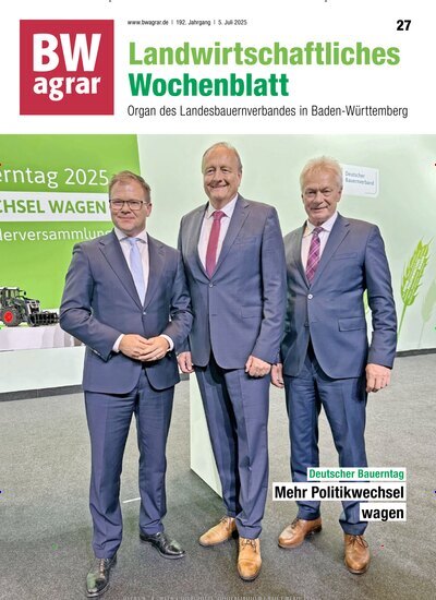 Titelbild der Ausgabe 27/2025 von BWagrar Landwirtschaftliches Wochenblatt. Diese Zeitschrift und viele weitere Naturzeitschriften, Landwirtschaftszeitungen und Umweltmagazine als Abo oder epaper bei United Kiosk online kaufen.