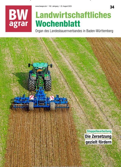 Titelbild der Ausgabe 34/2025 von BWagrar Landwirtschaftliches Wochenblatt. Diese Zeitschrift und viele weitere Naturzeitschriften, Landwirtschaftszeitungen und Umweltmagazine als Abo oder epaper bei United Kiosk online kaufen.