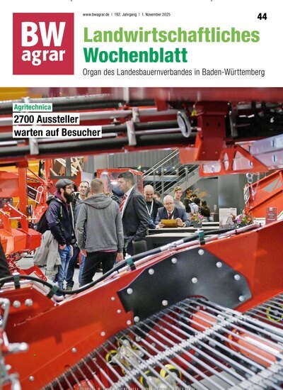 Titelbild der Ausgabe 44/2025 von BWagrar Landwirtschaftliches Wochenblatt. Diese Zeitschrift und viele weitere Naturzeitschriften, Landwirtschaftszeitungen und Umweltmagazine als Abo oder epaper bei United Kiosk online kaufen.