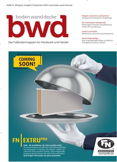 Titelbild der Ausgabe 9/2025 von bwd boden wand decke. Diese Zeitschrift und viele weitere Architekturzeitschriften und Bauzeitschriften als Abo oder epaper bei United Kiosk online kaufen.