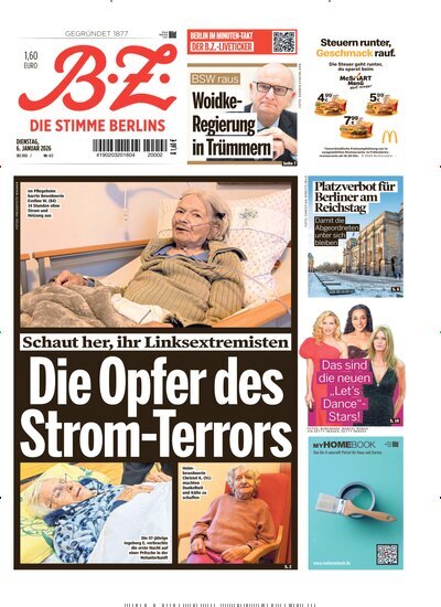 Titelbild der Ausgabe 4/2026 von B.Z.. Diese Zeitschrift und viele weitere Zeitungsabos als Abo oder epaper bei United Kiosk online kaufen.