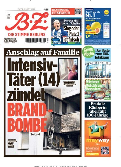 Titelbild der Ausgabe 14/2026 von B.Z.. Diese Zeitschrift und viele weitere Zeitungsabos als Abo oder epaper bei United Kiosk online kaufen.