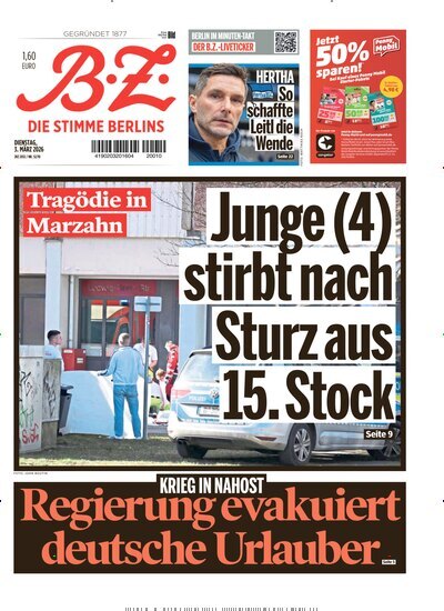Titelbild der Ausgabe 52/2026 von B.Z.. Diese Zeitschrift und viele weitere Zeitungsabos als Abo oder epaper bei United Kiosk online kaufen.
