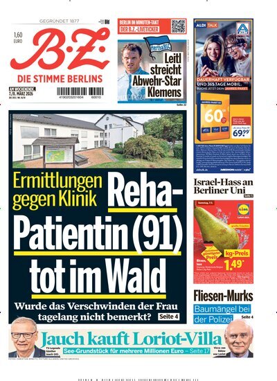 Titelbild der Ausgabe 56/2026 von B.Z.. Diese Zeitschrift und viele weitere Zeitungsabos als Abo oder epaper bei United Kiosk online kaufen.