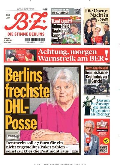 Titelbild der Ausgabe 64/2026 von B.Z.. Diese Zeitschrift und viele weitere Zeitungsabos als Abo oder epaper bei United Kiosk online kaufen.