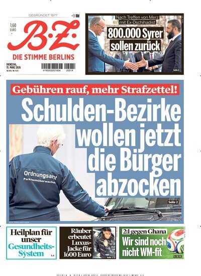 Titelbild der Ausgabe 76/2026 von B.Z.. Diese Zeitschrift und viele weitere Zeitungsabos als Abo oder epaper bei United Kiosk online kaufen.