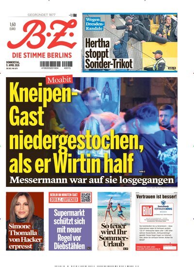 Titelbild der Ausgabe 82/2026 von B.Z.. Diese Zeitschrift und viele weitere Zeitungsabos als Abo oder epaper bei United Kiosk online kaufen.