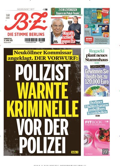 Titelbild der Ausgabe 94/2026 von B.Z.. Diese Zeitschrift und viele weitere Zeitungsabos als Abo oder epaper bei United Kiosk online kaufen.