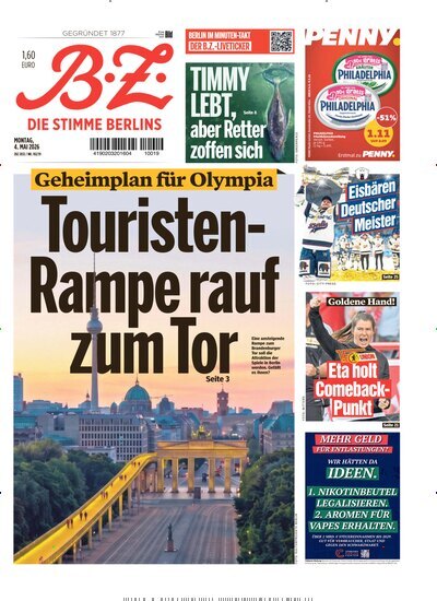 Titelbild der Ausgabe 102/2026 von B.Z.. Diese Zeitschrift und viele weitere Zeitungsabos als Abo oder epaper bei United Kiosk online kaufen.