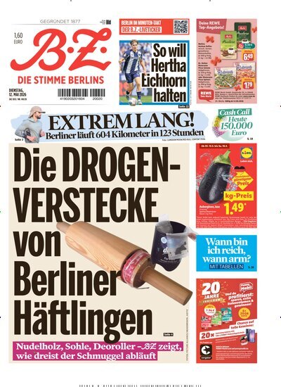 Titelbild der Ausgabe 109/2026 von B.Z.. Diese Zeitschrift und viele weitere Zeitungsabos als Abo oder epaper bei United Kiosk online kaufen.