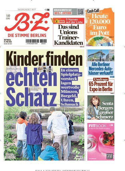 Titelbild der Ausgabe 110/2026 von B.Z.. Diese Zeitschrift und viele weitere Zeitungsabos als Abo oder epaper bei United Kiosk online kaufen.