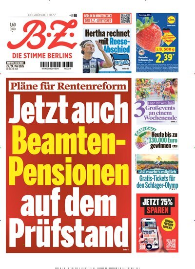 Titelbild der Ausgabe 118/2026 von B.Z.. Diese Zeitschrift und viele weitere Zeitungsabos als Abo oder epaper bei United Kiosk online kaufen.