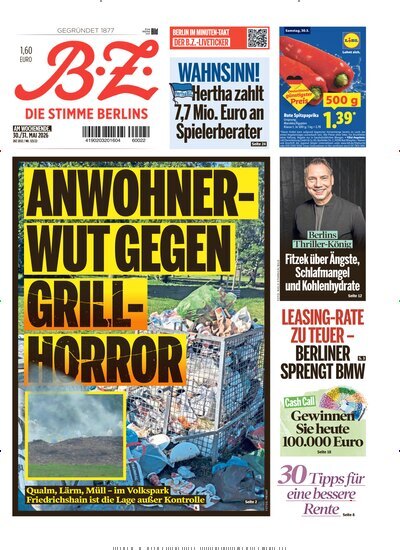 Titelbild der Ausgabe 123/2026 von B.Z.. Diese Zeitschrift und viele weitere Zeitungsabos als Abo oder epaper bei United Kiosk online kaufen.