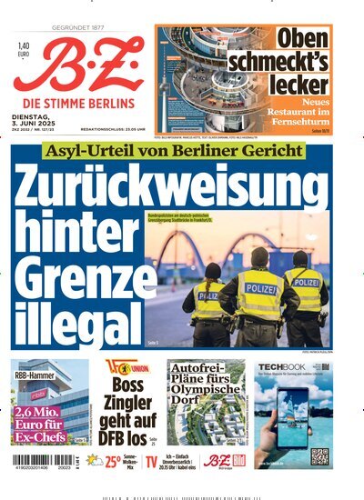 Titelbild der Ausgabe 125/2025 von B.Z.. Diese Zeitschrift und viele weitere Zeitungsabos als Abo oder epaper bei United Kiosk online kaufen.