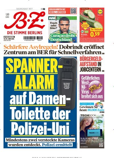Titelbild der Ausgabe 135/2026 von B.Z.. Diese Zeitschrift und viele weitere Zeitungsabos als Abo oder epaper bei United Kiosk online kaufen.