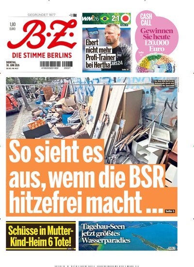 Titelbild der Ausgabe 149/2026 von B.Z.. Diese Zeitschrift und viele weitere Zeitungsabos als Abo oder epaper bei United Kiosk online kaufen.