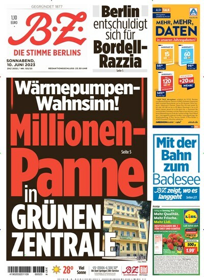Titelbild der Ausgabe 154/2023 von B.Z.. Diese Zeitschrift und viele weitere Zeitungsabos als Abo oder epaper bei United Kiosk online kaufen.