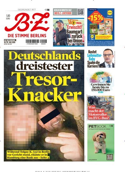Titelbild der Ausgabe 165/2026 von B.Z.. Diese Zeitschrift und viele weitere Zeitungsabos als Abo oder epaper bei United Kiosk online kaufen.