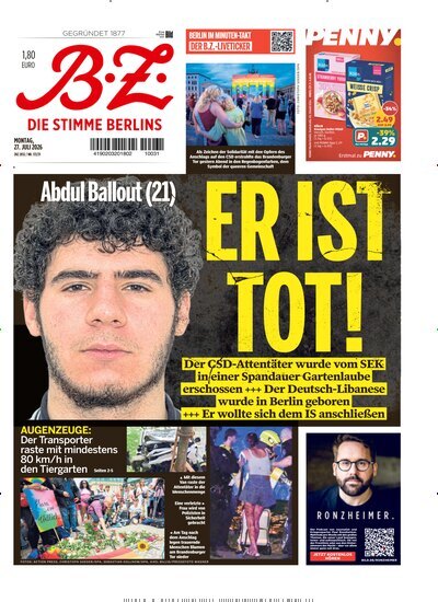 Titelbild der Ausgabe 172/2026 von B.Z.. Diese Zeitschrift und viele weitere Zeitungsabos als Abo oder epaper bei United Kiosk online kaufen.