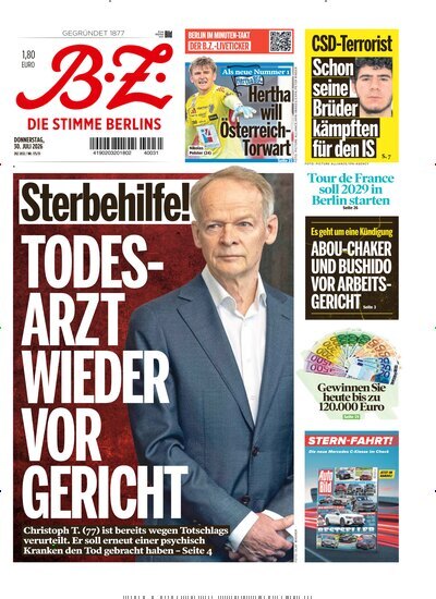 Titelbild der Ausgabe 175/2026 von B.Z.. Diese Zeitschrift und viele weitere Zeitungsabos als Abo oder epaper bei United Kiosk online kaufen.