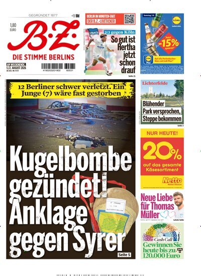 Titelbild der Ausgabe 177/2026 von B.Z.. Diese Zeitschrift und viele weitere Zeitungsabos als Abo oder epaper bei United Kiosk online kaufen.