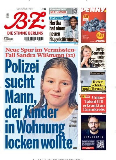 Titelbild der Ausgabe 194/2026 von B.Z.. Diese Zeitschrift und viele weitere Zeitungsabos als Abo oder epaper bei United Kiosk online kaufen.