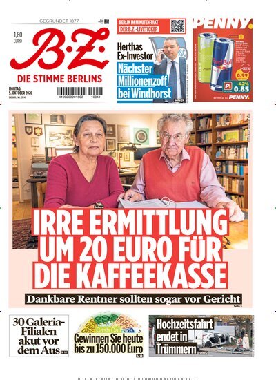 Titelbild der Ausgabe 231/2026 von B.Z.. Diese Zeitschrift und viele weitere Zeitungsabos als Abo oder epaper bei United Kiosk online kaufen.