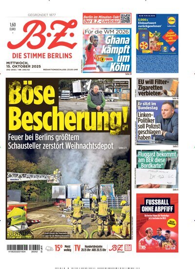 Titelbild der Ausgabe 238/2025 von B.Z.. Diese Zeitschrift und viele weitere Zeitungsabos als Abo oder epaper bei United Kiosk online kaufen.
