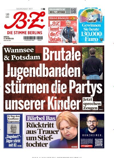Titelbild der Ausgabe 238/2026 von B.Z.. Diese Zeitschrift und viele weitere Zeitungsabos als Abo oder epaper bei United Kiosk online kaufen.