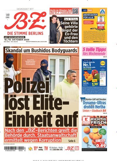 Titelbild der Ausgabe 241/2025 von B.Z.. Diese Zeitschrift und viele weitere Zeitungsabos als Abo oder epaper bei United Kiosk online kaufen.
