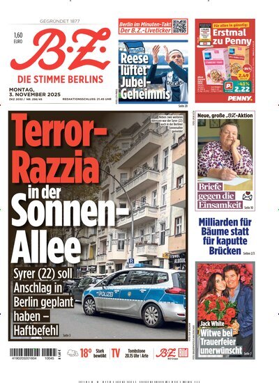 Titelbild der Ausgabe 254/2025 von B.Z.. Diese Zeitschrift und viele weitere Zeitungsabos als Abo oder epaper bei United Kiosk online kaufen.
