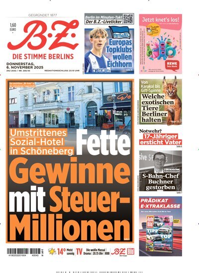 Titelbild der Ausgabe 257/2025 von B.Z.. Diese Zeitschrift und viele weitere Zeitungsabos als Abo oder epaper bei United Kiosk online kaufen.