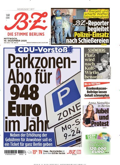 Titelbild der Ausgabe 285/2025 von B.Z.. Diese Zeitschrift und viele weitere Zeitungsabos als Abo oder epaper bei United Kiosk online kaufen.