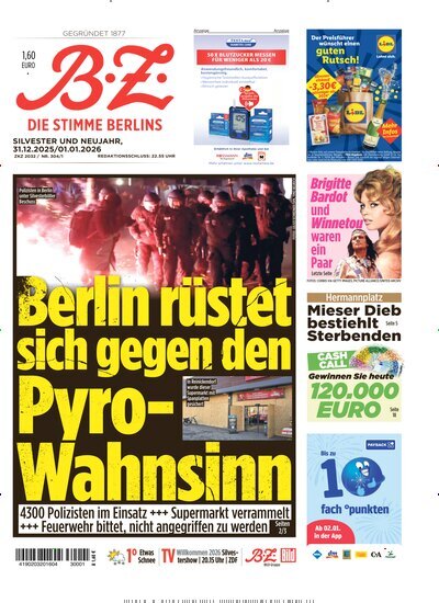 Titelbild der Ausgabe 304/2025 von B.Z.. Diese Zeitschrift und viele weitere Zeitungsabos als Abo oder epaper bei United Kiosk online kaufen.