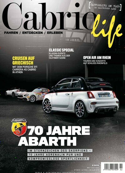 Titelbild der Ausgabe 2/2019 von Cabriolife. Diese Zeitschrift und viele weitere Automagazine und Motorradzeitschriften als Abo oder epaper bei United Kiosk online kaufen.